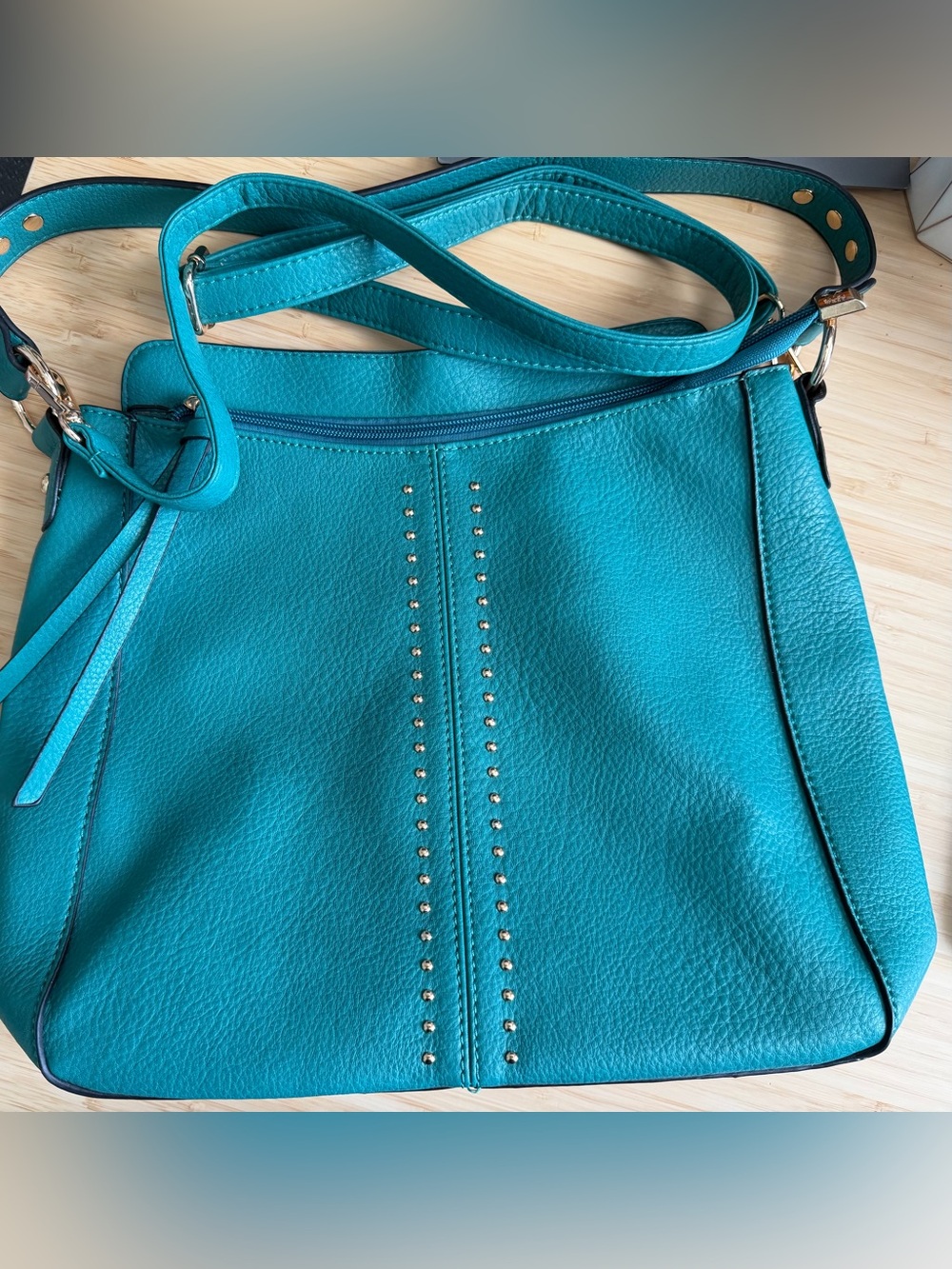 Montana West Teal Stud-Accent Leather Shoulder Bag - Women